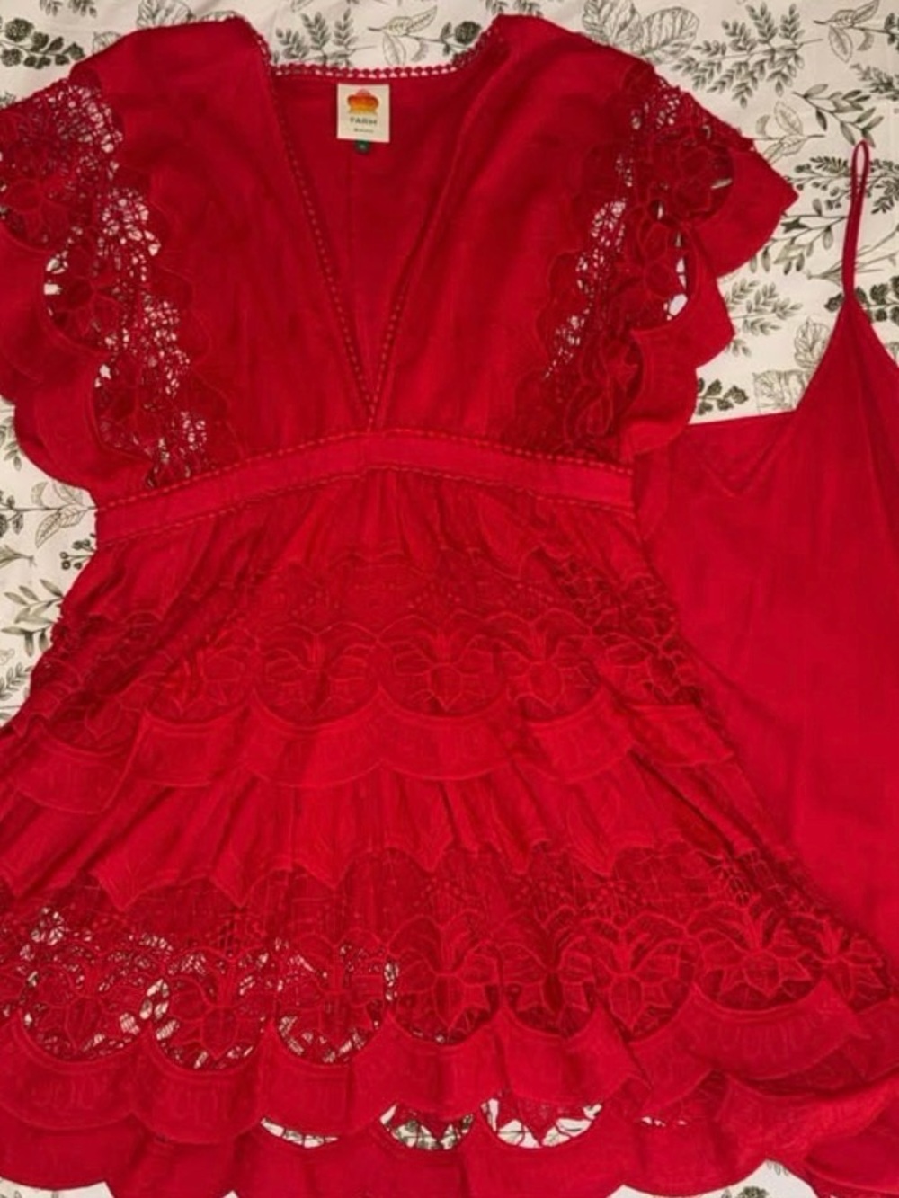 FARM Rio Red Richelieu Mini Dress - Size XL